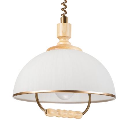 Uittrekbare plafondlamp RAMONA 1xE27/60W/230V beige/lichtbruin/dennenhout