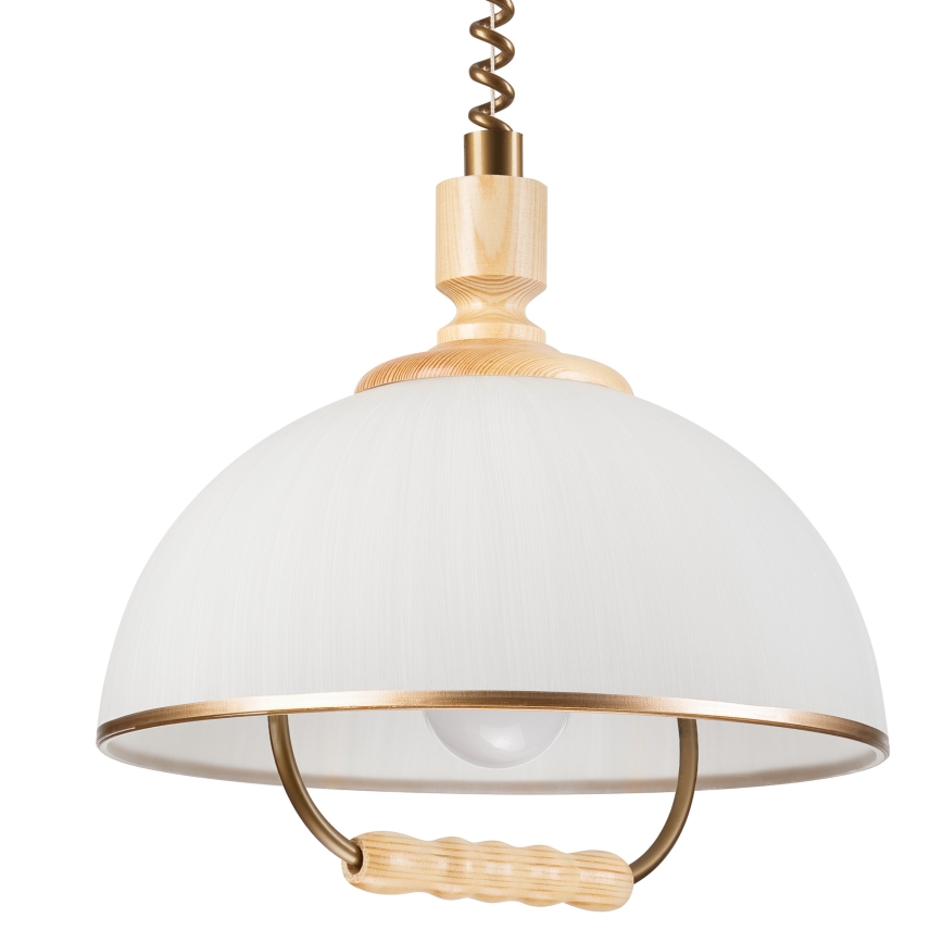 Uittrekbare plafondlamp RAMONA 1xE27/60W/230V beige/lichtbruin/dennenhout