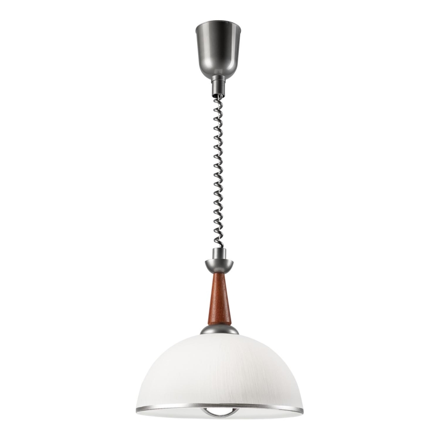 Uittrekbare plafondlamp CHIARA 1xE27/60W/230V zilver/bruin/beuk