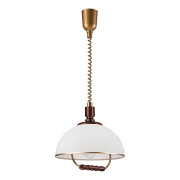 Uittrekbare plafondlamp RAMONA 1xE27/60W/230V beige/donkerbruin/dennenhout