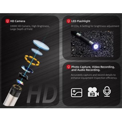 Uni-T - Boroscoop 3,7 V 3000 mAh IP67 3 m