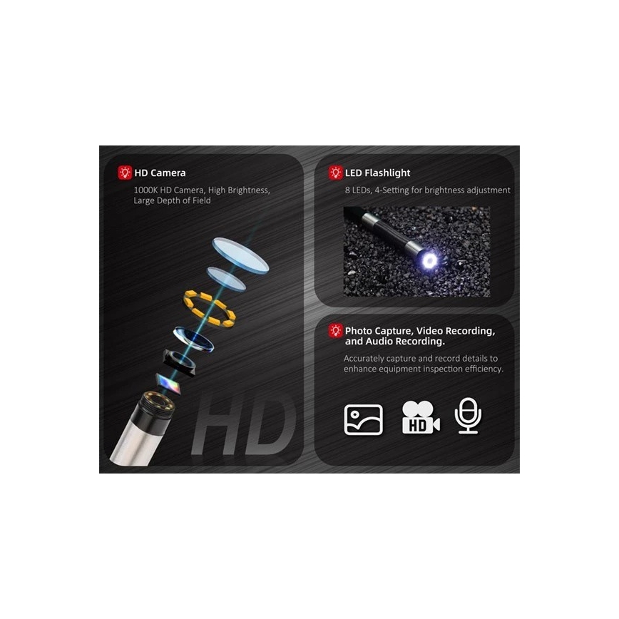 Uni-T - Boroscoop 3,7 V 3000 mAh IP67 3 m