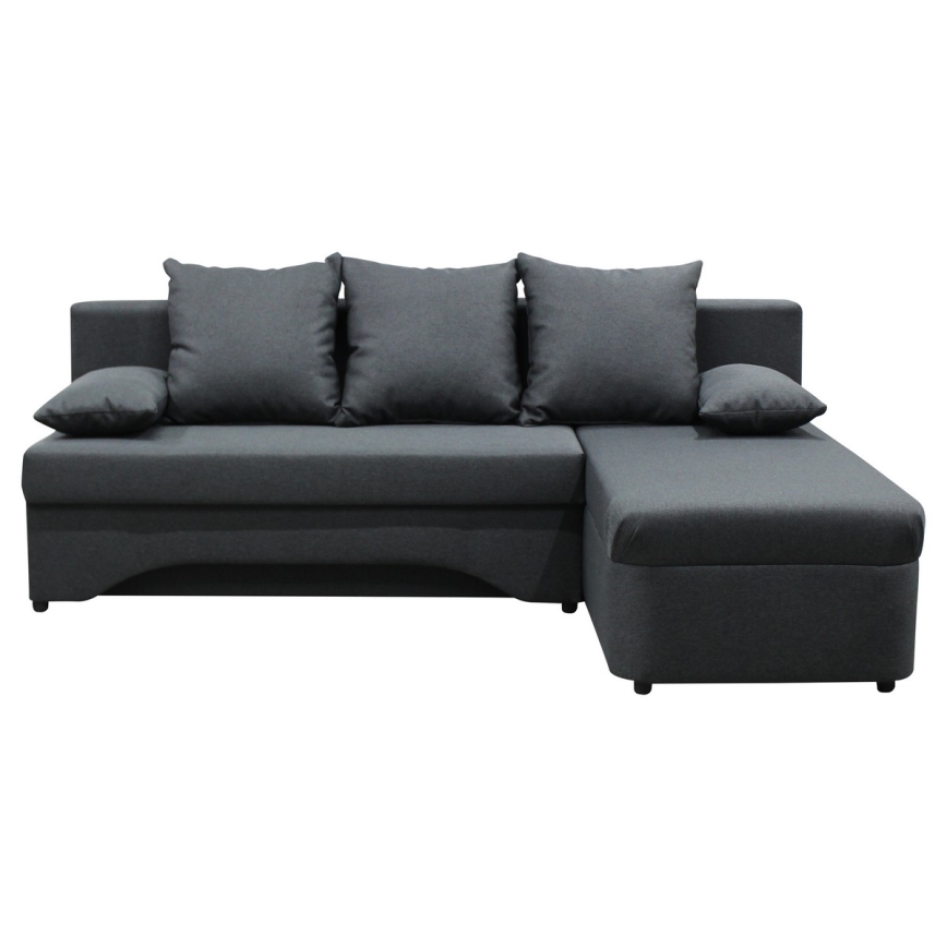 Omkeerbare slaaphoekbank met opbergruimte in L-vorm ALMEIDA antraciet