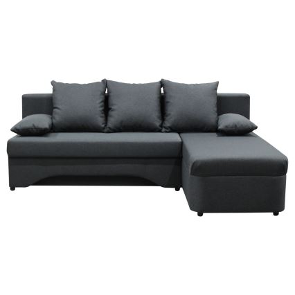 Universele L-vormige uitklapbare hoekbank met opbergruimte ALMEIDA, antraciet