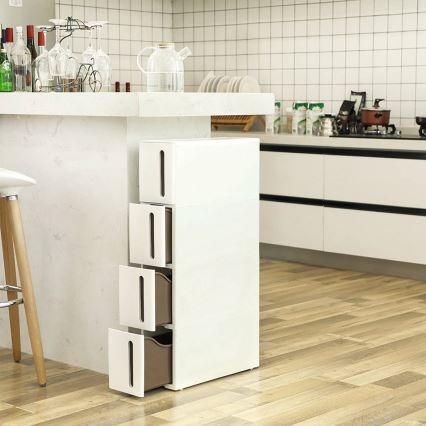 Universeel plankenrek voor de keuken MARGE wit/bruin
