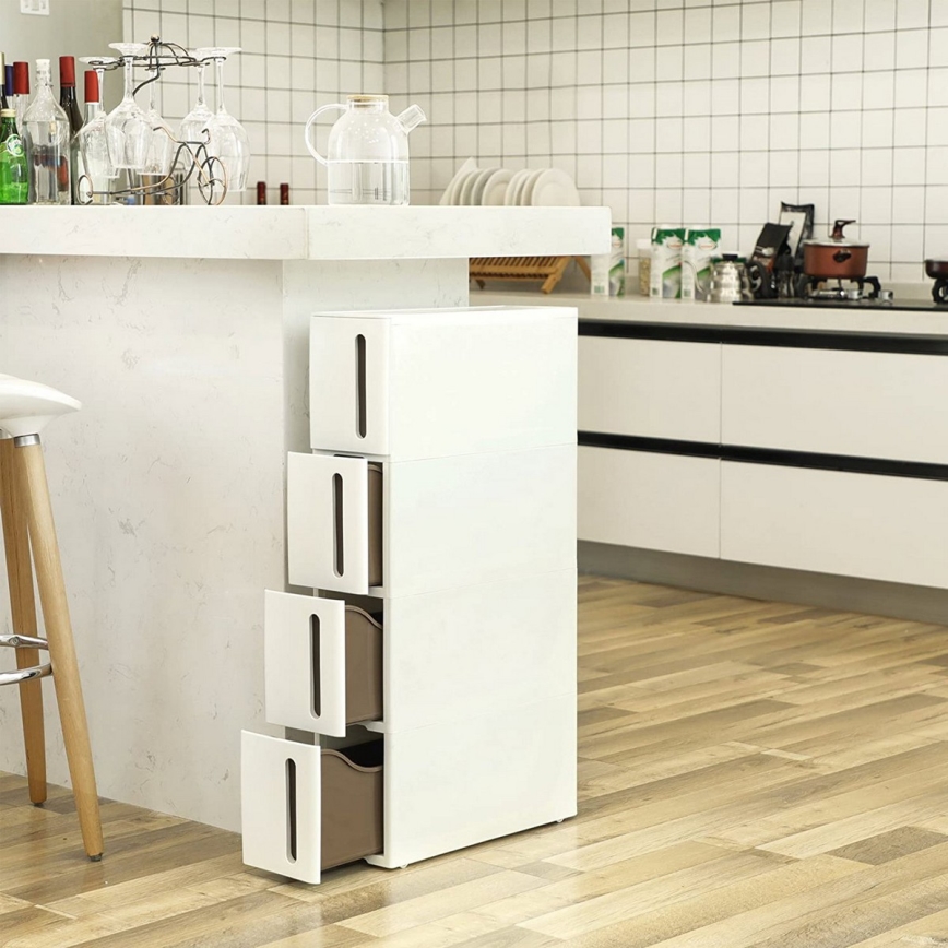 Universeel plankenrek voor de keuken MARGE wit/bruin