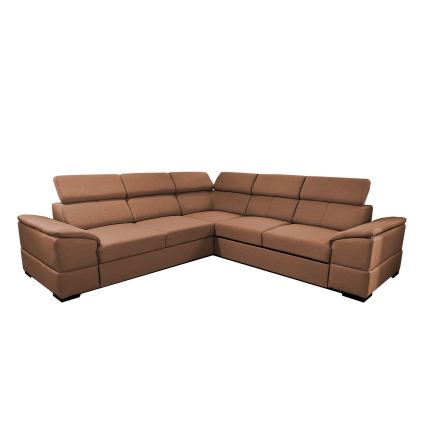 Omkeerbare hoekbank met slaapfunctie en opbergruimte GRANADA bruin