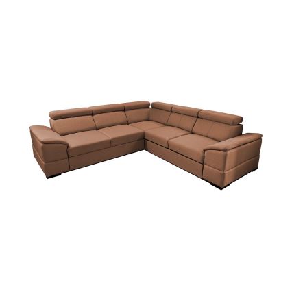 Omkeerbare hoekbank met slaapfunctie en opbergruimte GRANADA bruin