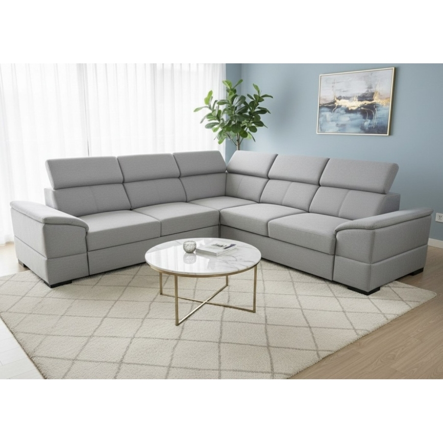 Universele hoekbank met slaapfunctie en opbergruimte GRANADA, grijs