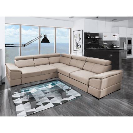 Universele hoekvouwbare loungeset met een opslagruimte GRANADA beige