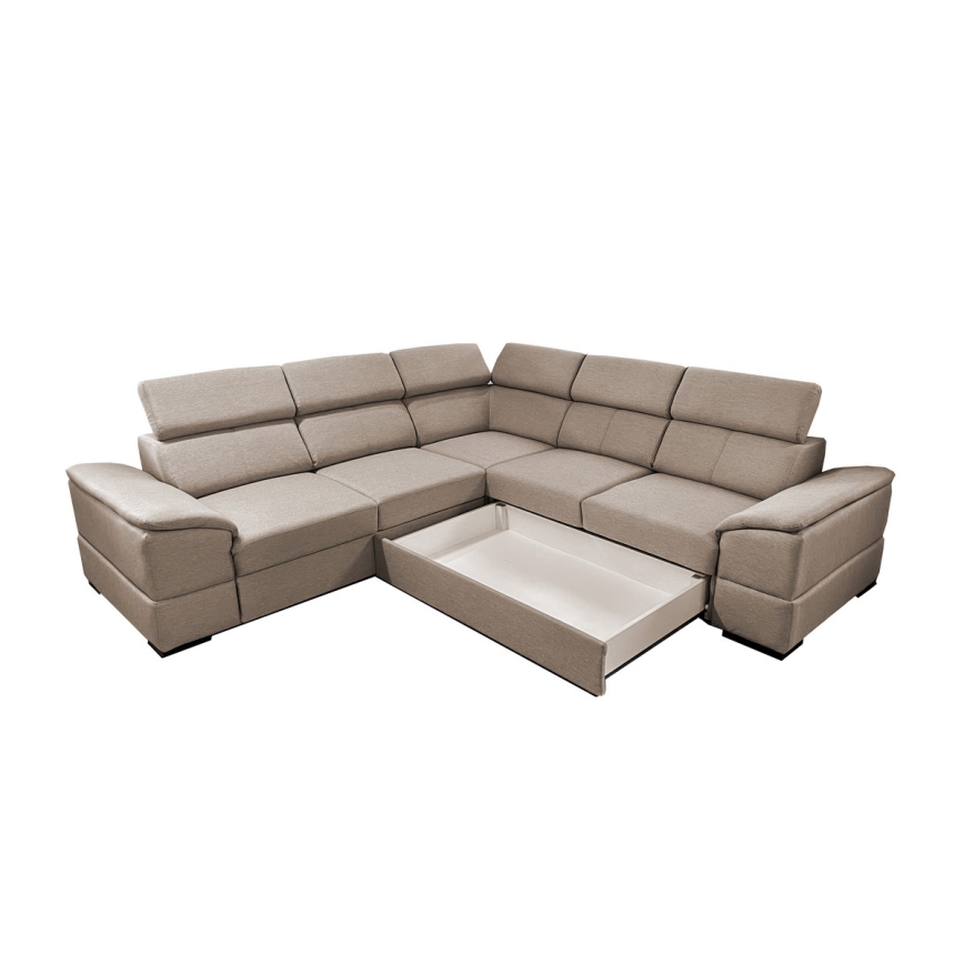 Universele hoekvouwbare loungeset met een opslagruimte GRANADA beige