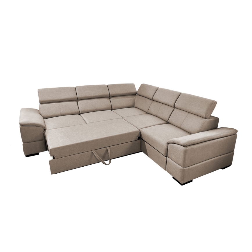 Universele hoekvouwbare loungeset met een opslagruimte GRANADA beige