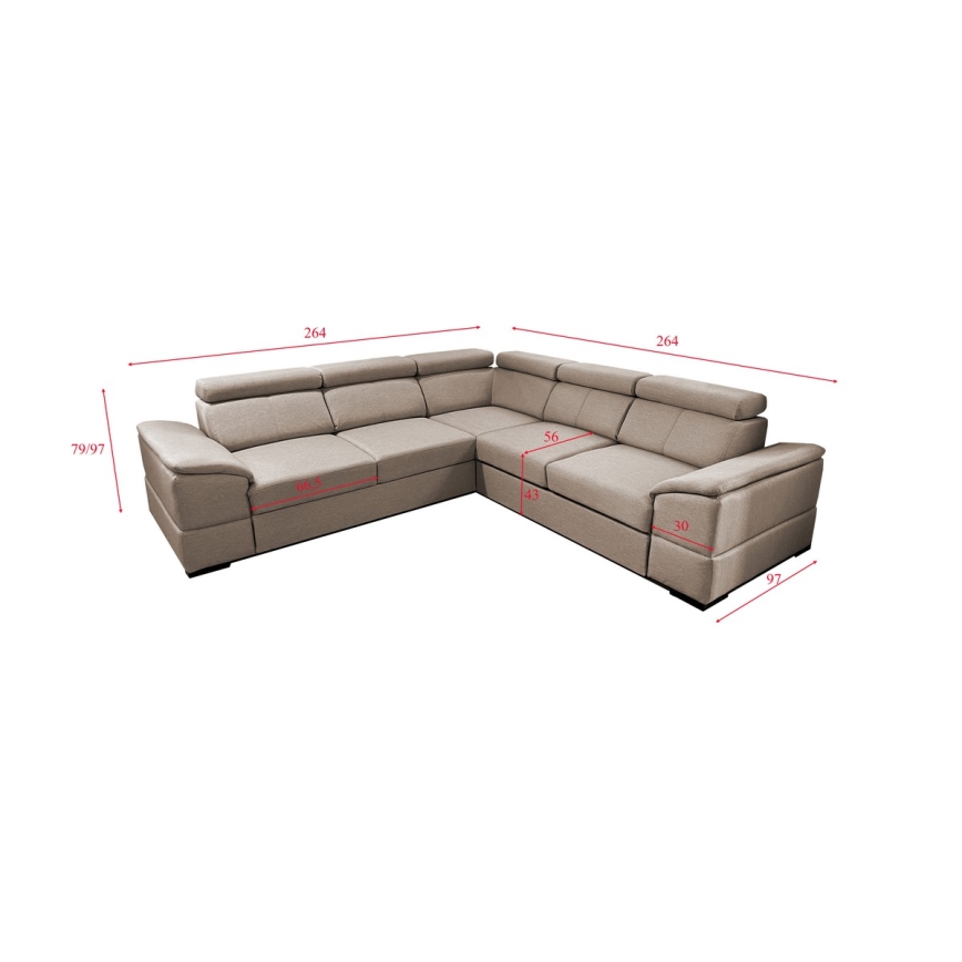 Universele hoekvouwbare loungeset met een opslagruimte GRANADA beige