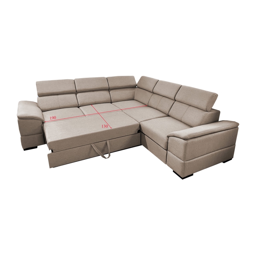 Universele hoekvouwbare loungeset met een opslagruimte GRANADA beige