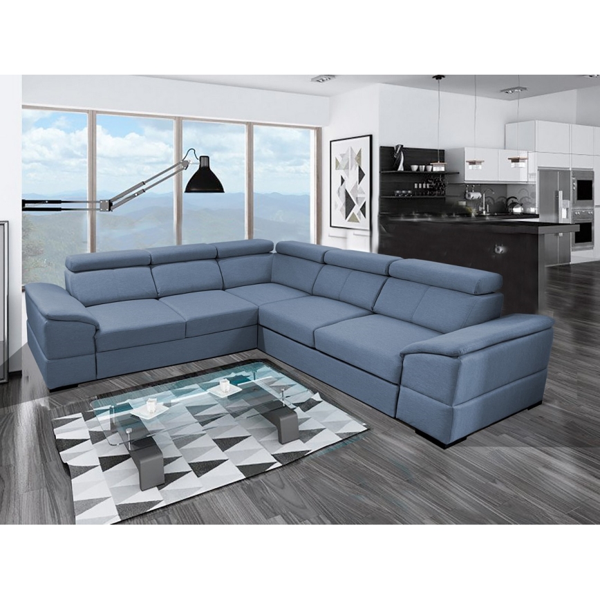 Universele hoekvouwbare loungeset met een opslagruimte GRANADA blauw
