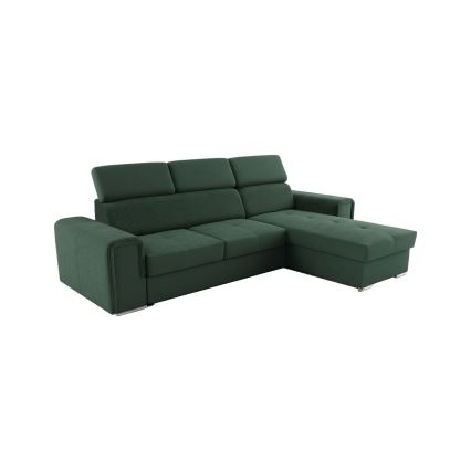 Universele L-vormige hoekbank SALVADA met slaapfunctie en opbergruimte, groen