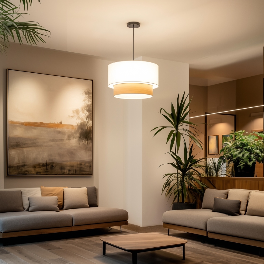 Universele lampenkap KERIA Ø 50 cm wit/beige
