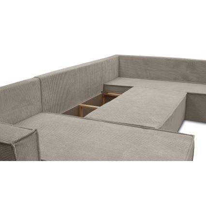 Universele U-vormige uitklapbare hoekbank LONDON beige