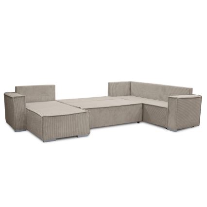 Universele U-vormige uitklapbare hoekbank LONDON beige