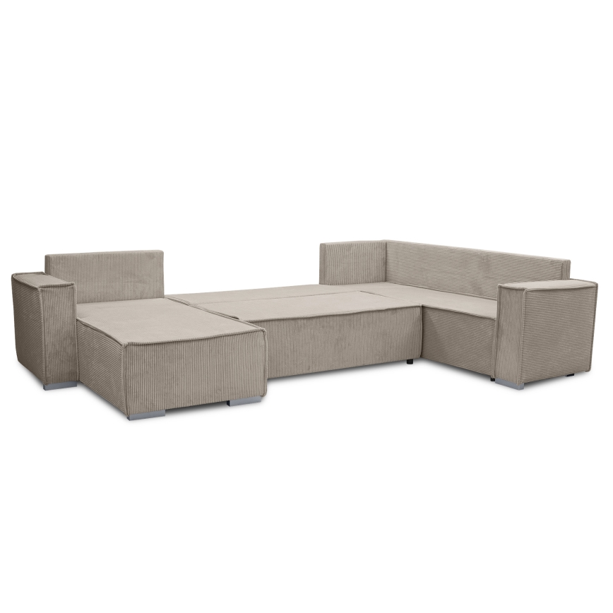 Universele U-vormige uitklapbare hoekbank LONDON beige