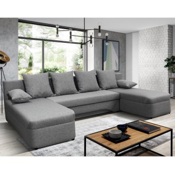 Universele U-vormige uitschuifbare hoekbank met opbergruimte ALMEIDA, grijs