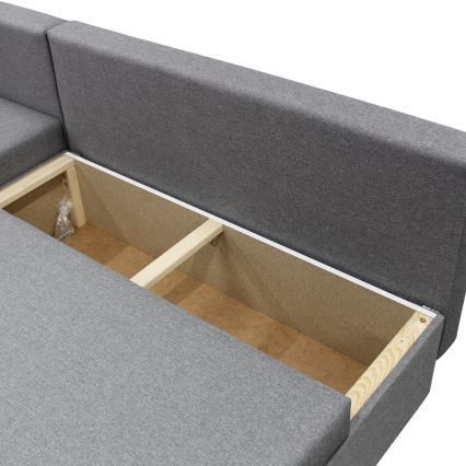 Universele uitklapbare L‑vormige hoekbank met slaapfunctie en opbergruimte ALMEIDA grijs