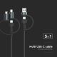 USB / USB Lightning / MicroUSB / USB-C 1,2m zwart