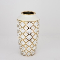 Vaas van keramiek 25x13 cm goud/wit