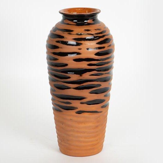 Vaas van keramiek 28,8x13,5 cm baksteen/zwart