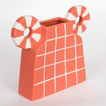 Vaas van keramiek 30,6x22,5 cm oranje