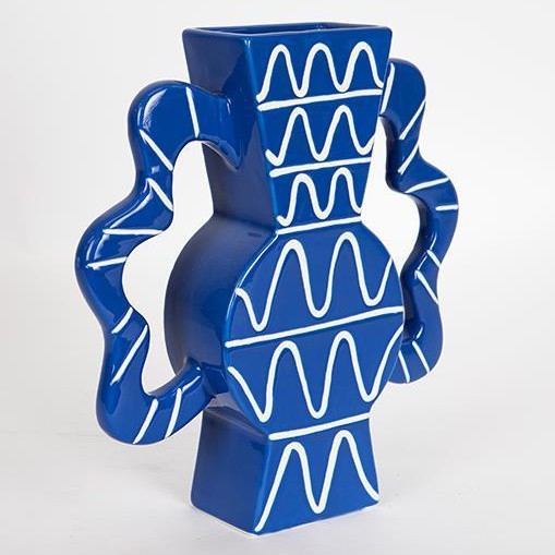 Vaas van keramiek 37,5x35,5 cm blauw