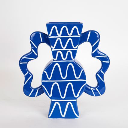 Vaas van keramiek 37,5x35,5 cm blauw