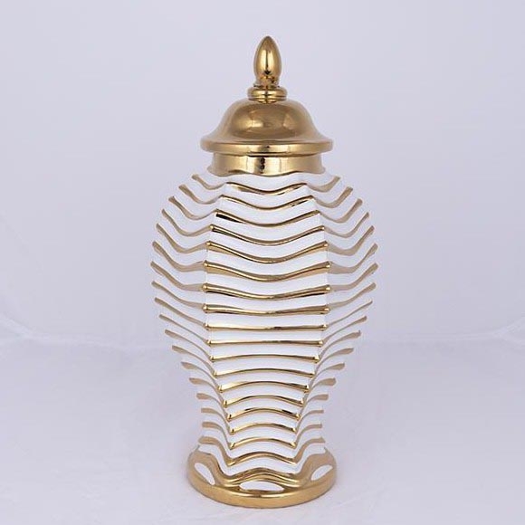 Vaas van keramiek 42,2x21,1 cm goud/wit