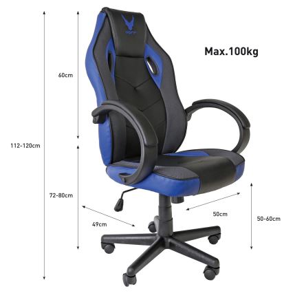 VARR Indianapolis gaming Stoel zwart/blauw