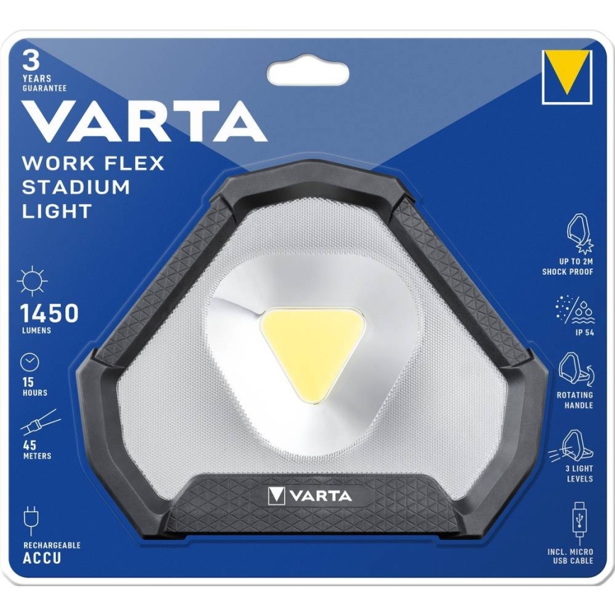 Varta 18647101401 - Draagbare LED-werklamp WORK FLEX LED/12W/5V 5200 mAh IP54