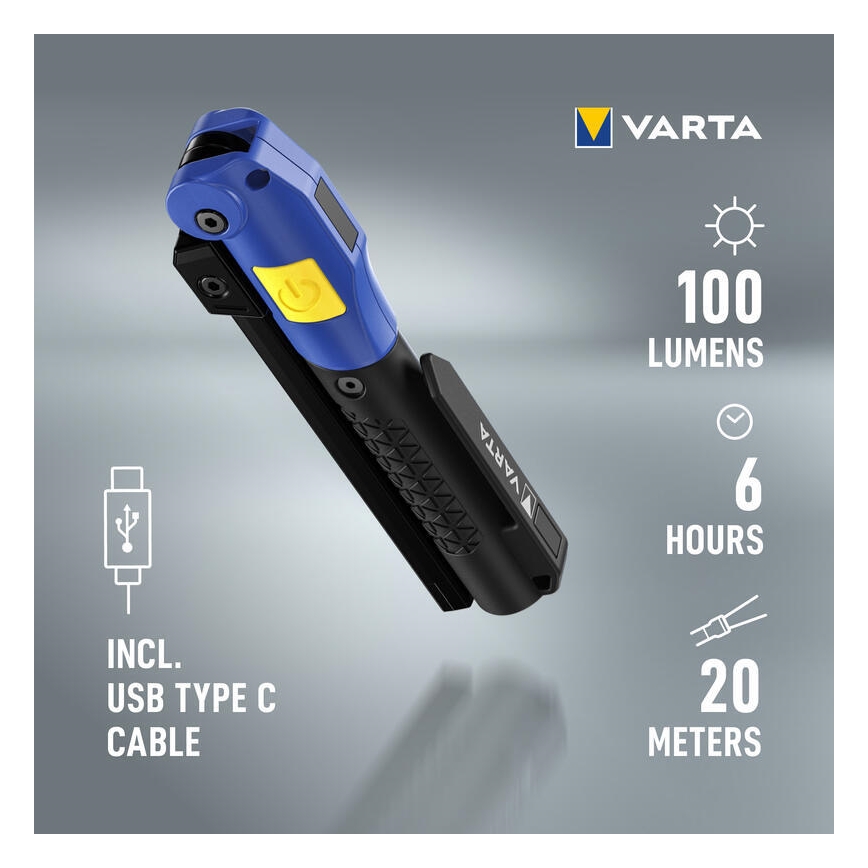 Varta 18649101401 - LED Oplaadbare zaklamp WORK FLEX F20R LED/5V IP54
