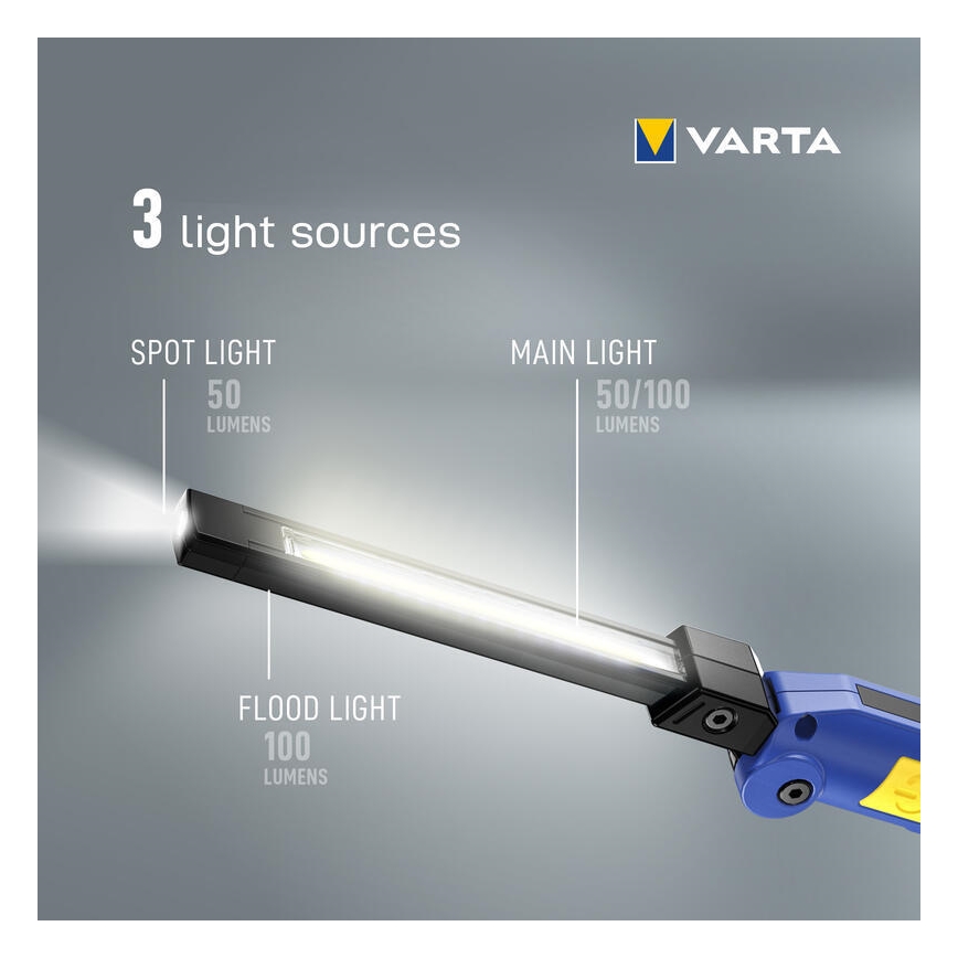 Varta 18649101401 - LED Oplaadbare zaklamp WORK FLEX F20R LED/5V IP54