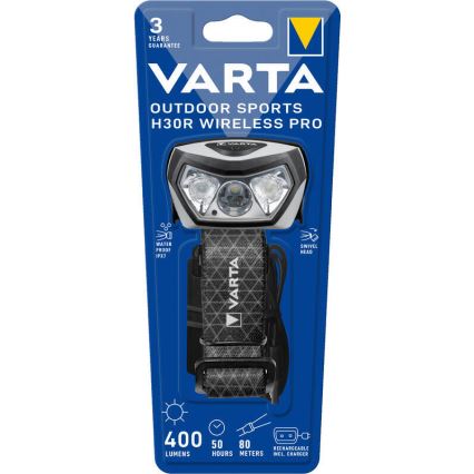 Varta 18650101401 - LED Dimbaar rechargeable headlamp met draadloos opladen OUTDOOR SPORTS LED/5V 1800mAh IPX7