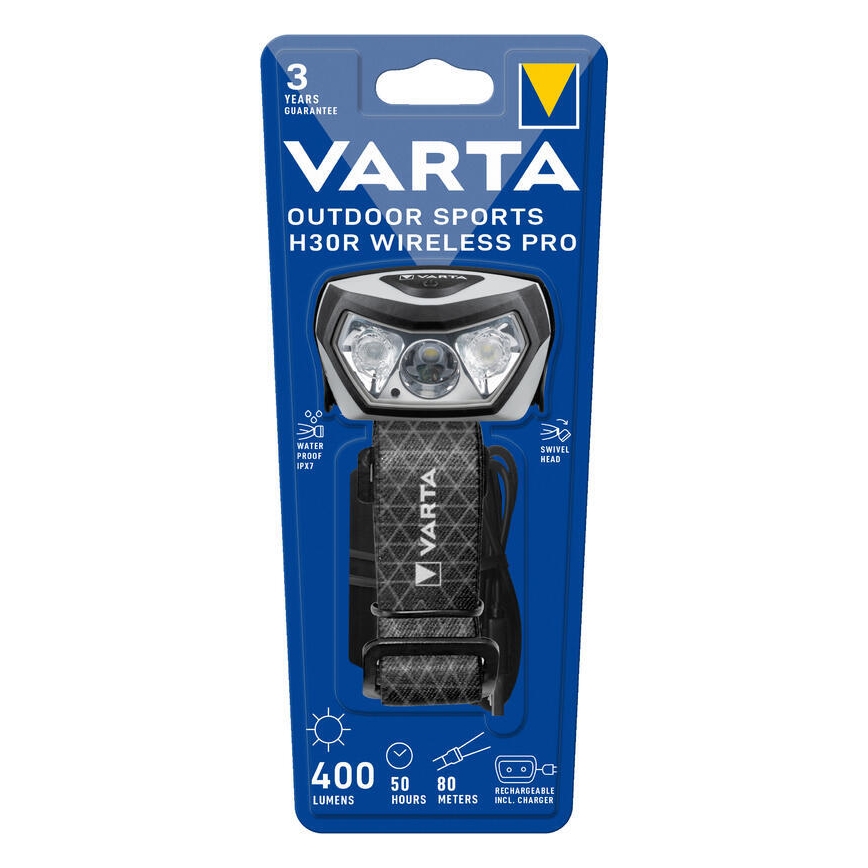 Varta 18650101401 - LED Dimbaar rechargeable headlamp met draadloos opladen OUTDOOR SPORTS LED/5V 1800mAh IPX7