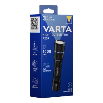Varta 18920101111 - LED oplaadbare zaklamp NIGHT CUTTER PRO F20R LED/USB IP67 2600 mAh
