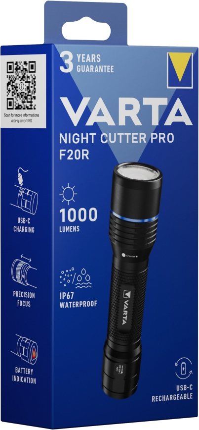 Varta 18920101111 - LED Oplaadbare zaklamp NIGHT CUTTER PRO F20R LED/USB IP67