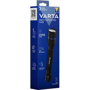 Varta 18922101111 - LED Oplaadbare zaklamp met een powerbank NIGHT CUTTER PRO F40R LED/USB IP67