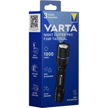Varta 18923101111 - LED Tactische oplaadbare zaklamp NIGHT CUTTER PRO F20R LED/USB