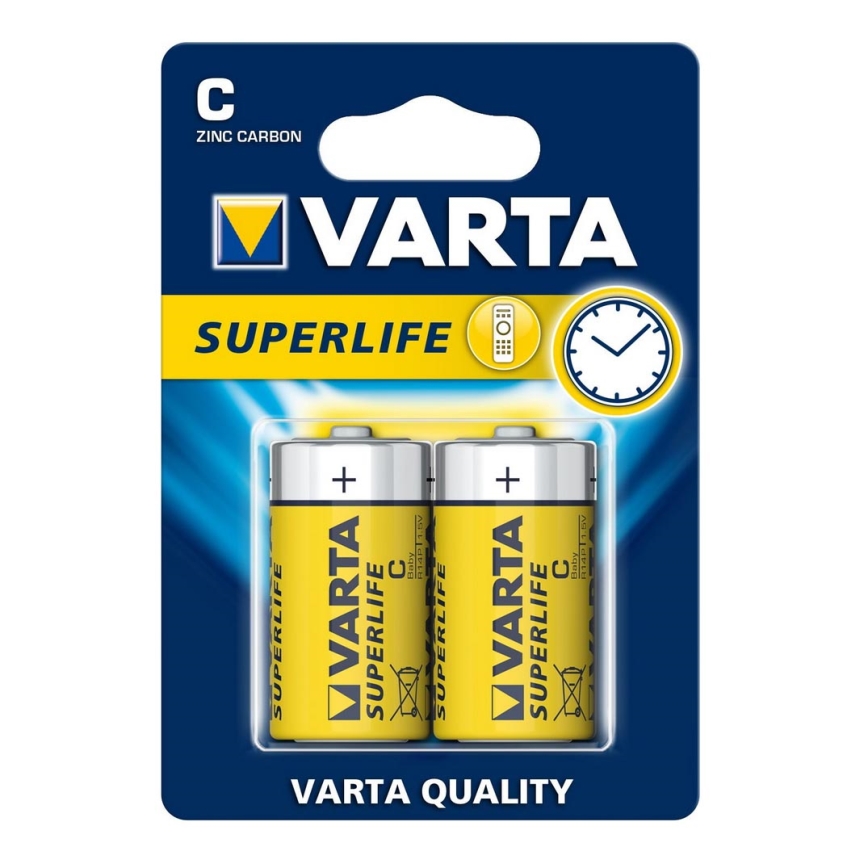 Varta 2014 - 2 st. Zink-koolstof batterij SUPERLIFE C 1,5V