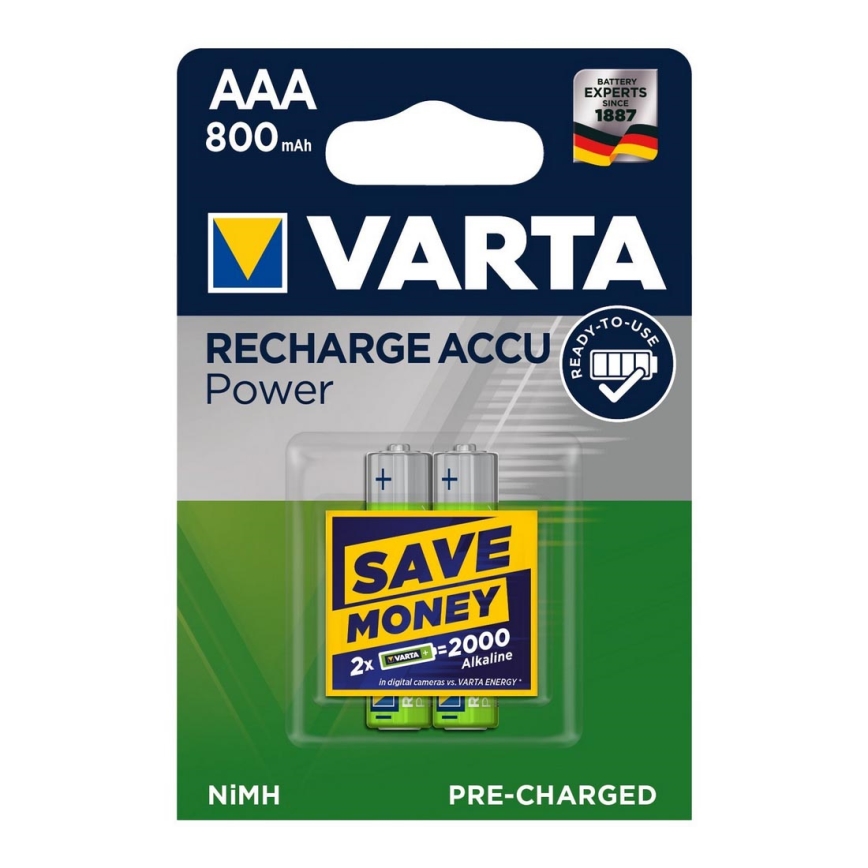 Varta 56703 - 2 st. Oplaadbare batterijen ACCU AAA NiMH/800mAh/1,2V