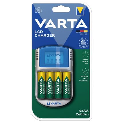 Varta 57070201451 - LCD Batterij oplader 4xAA/AAA 2600mAh 5V