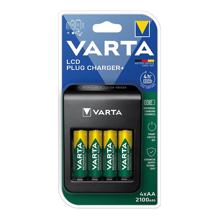 Varta 57687101441 - LCD Batterijlader 4xAA/AAA 2100mAh 230V