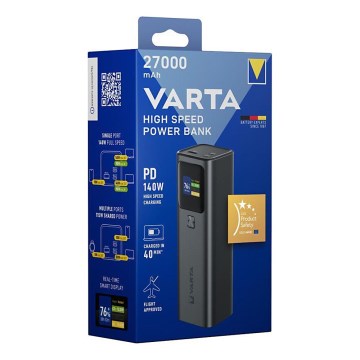 Varta 57984101111 - Powerbank met LED-display Power Delivery 27000 mAh/140W/3,7V