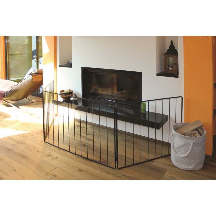 Veiligheidsbarrière voor open haard 74x280 cm zwart