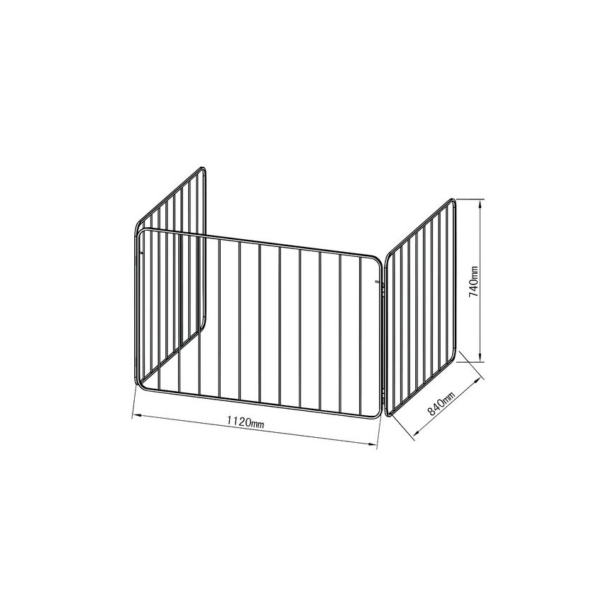 Veiligheidsbarrière voor open haard 74x280 cm zwart
